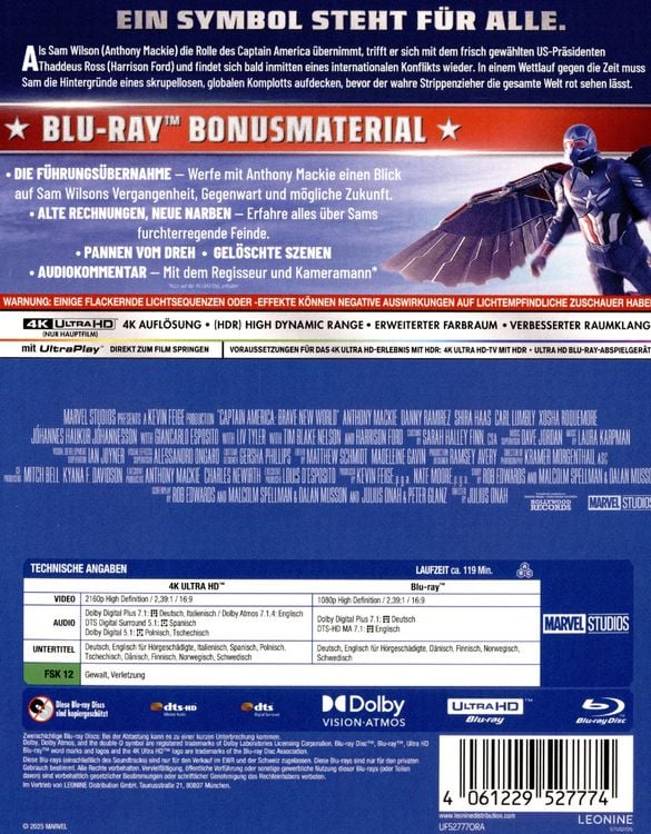 Produktbild: Captain America - Brave New World (4K Ultra HD) (+ Blu-ray)