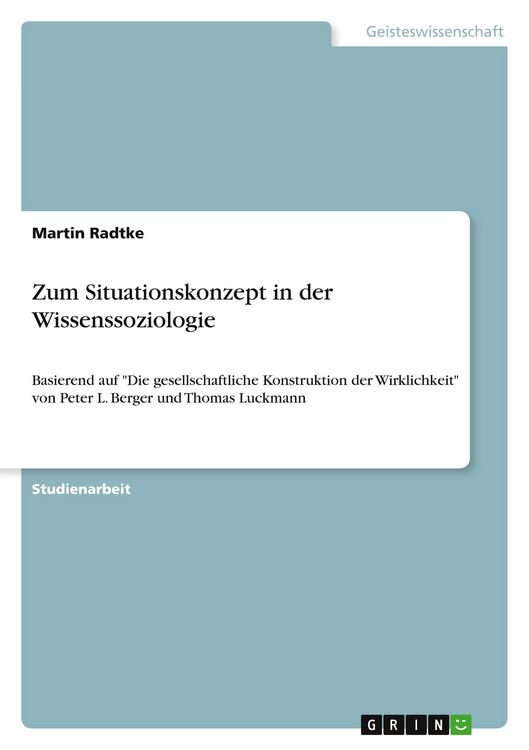 Produktbild: Zum Situationskonzept in der Wissenssoziologie