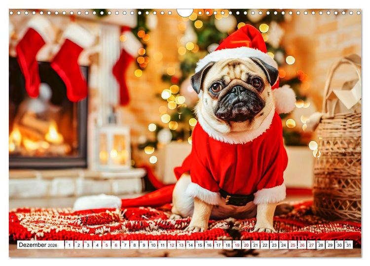 Produktbild: Mops-Mania - Der Spa&szlig;kalender f&uuml;r Mops-Fans (Wandkalender 2026 DIN A3 quer), CALVENDO Monatskalender