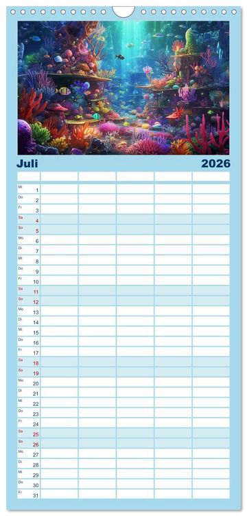 Produktbild: Familienplaner 2026 - Unten im Meer ist was los mit 5 Spalten (Wandkalender, 21 x 45 cm) CALVENDO