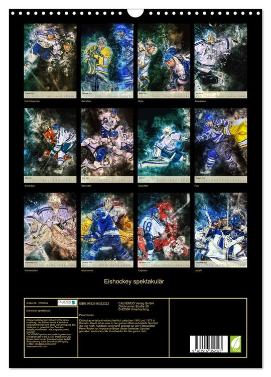 Produktbild: Eishockey spektakul&auml;r (Wandkalender 2026 DIN A3 hoch), CALVENDO Monatskalender