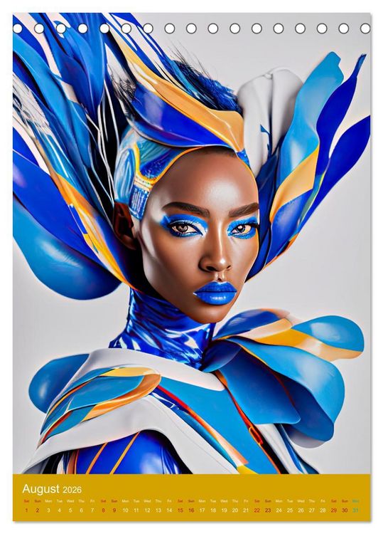 Produktbild: African beauties in a feather style (Desk Calendar 2026 DIN A5 portrait), CALVENDO 12 Month DeskCalendar