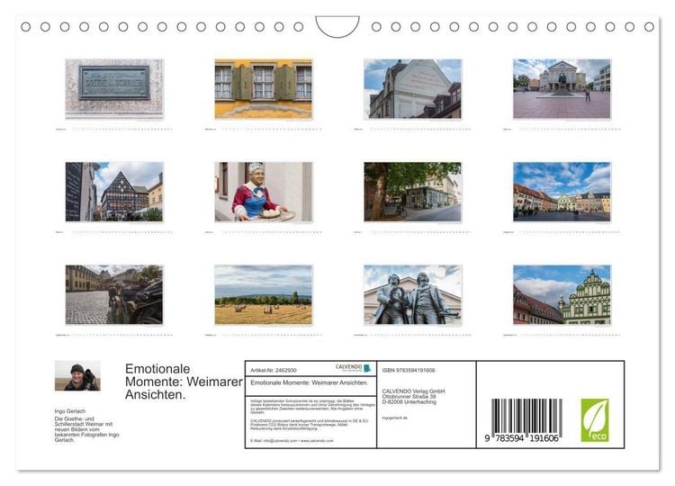 Produktbild: Emotionale Momente: Weimarer Ansichten. (Wandkalender 2027 DIN A4 quer), CALVENDO Monatskalender