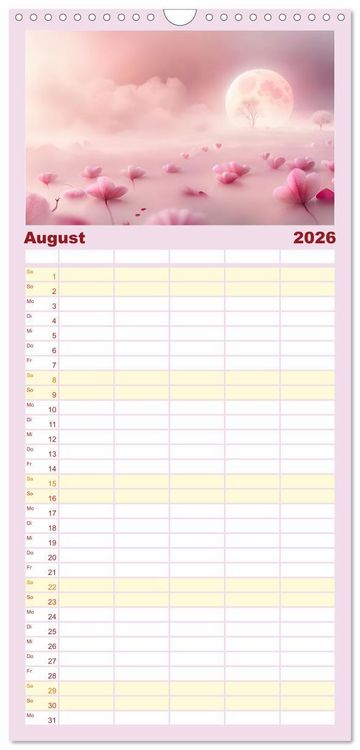 Produktbild: Familienplaner 2026 - Romantischer Terminkalender mit 5 Spalten (Wandkalender, 21 x 45 cm) CALVENDO
