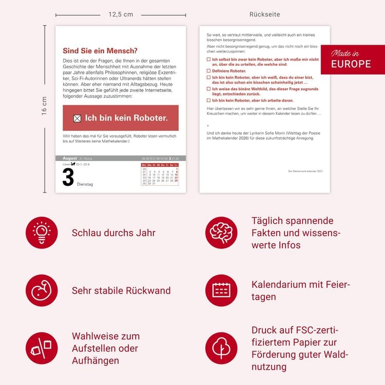 Produktbild: Der Mathematik-Kalender Tagesabrei&szlig;kalender 2027 - Nachts teile ich heimlich durch Null