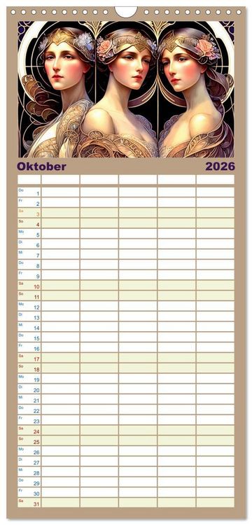 Produktbild: Familienplaner 2026 - Art Deco Freundinnen mit 5 Spalten (Wandkalender, 21 x 45 cm) CALVENDO
