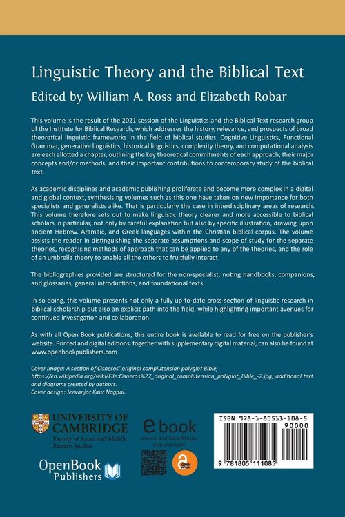 Produktbild: Linguistic Theory and the Biblical Text