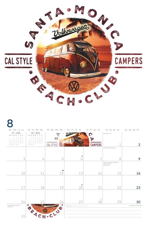 Produktbild: VW Broschürenkalender 2026 mit Illustrationen