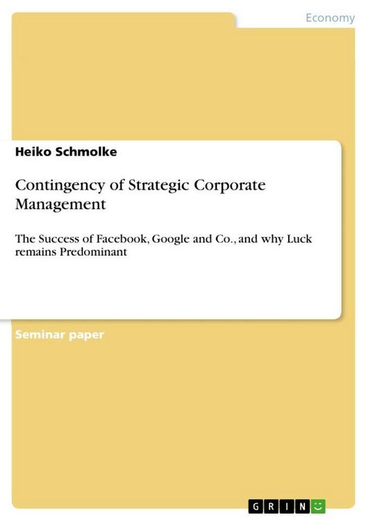 Produktbild: Contingency of Strategic Corporate Management