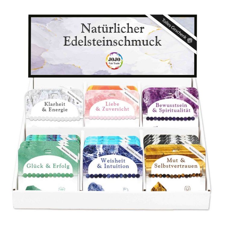 Produktbild: Display (36Ex.) Edelstein Kugelarmb&auml;nder 6 mm