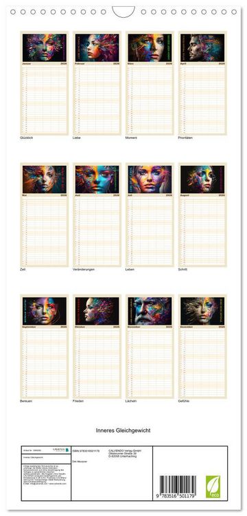 Produktbild: Familienplaner 2026 - Inneres Gleichgewicht mit 5 Spalten (Wandkalender, 21 x 45 cm) CALVENDO