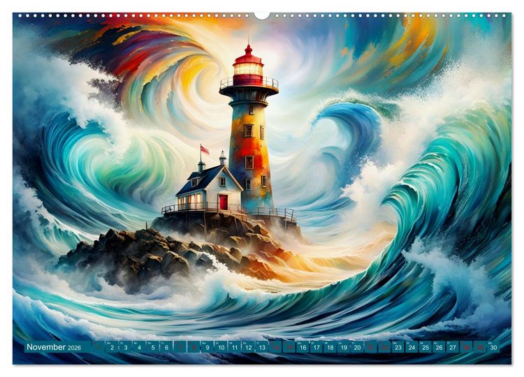 Produktbild: Einsame W&auml;chter Leuchtt&uuml;rme (hochwertiger Premium Wandkalender 2026 DIN A2 quer), Kunstdruck in Hochglanz