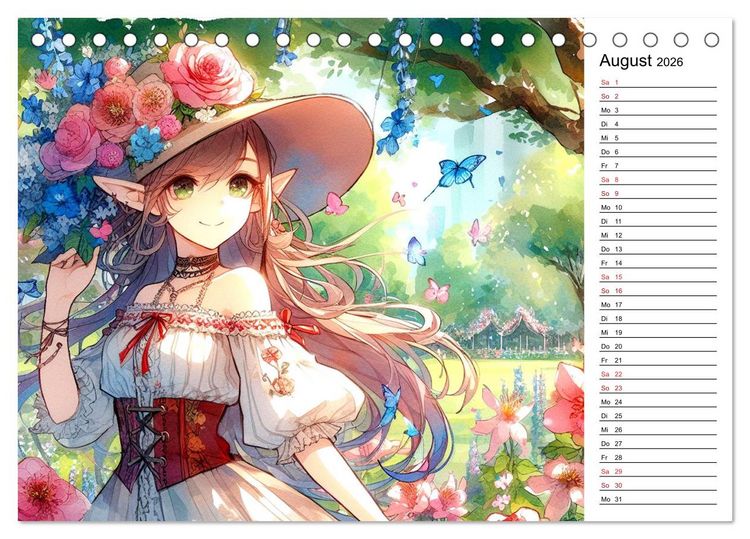 Produktbild: Bezaubernde Manga Elfen (Tischkalender 2026 DIN A5 quer), CALVENDO Monatskalender