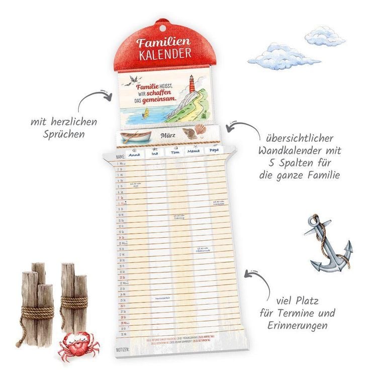 Produktbild: TR&Ouml;TSCH - Formkalender Familienkalender Leuchtturm 2027