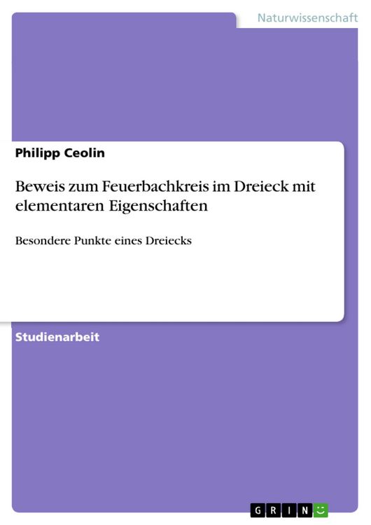 Produktbild: Beweis zum Feuerbachkreis im Dreieck mit elementaren Eigenschaften