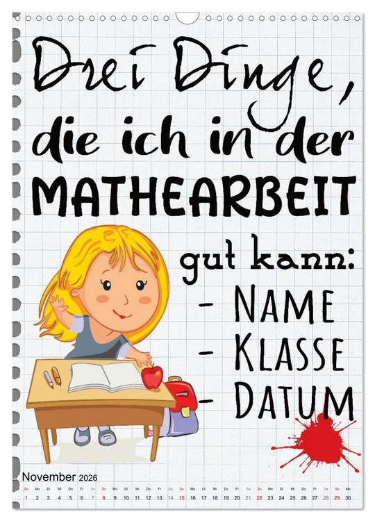 Produktbild: Sch&uuml;ler-Spr&uuml;che (Wandkalender 2026 DIN A3 hoch), CALVENDO Monatskalender
