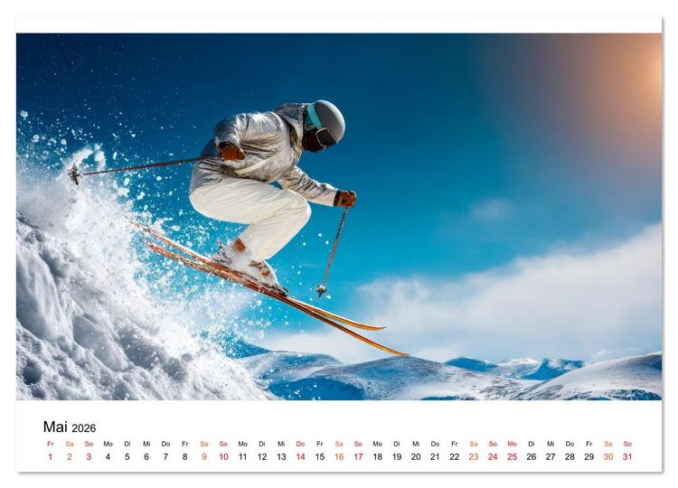 Produktbild: Skifahren - endlich Schnee (Wandkalender 2026 DIN A4 quer), CALVENDO Monatskalender