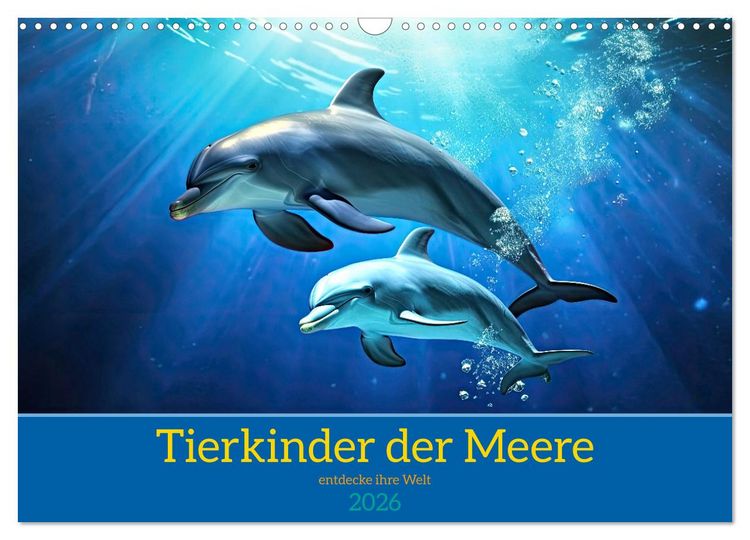 Produktbild: Tierkinder der Meere - entdecke ihre Welt (Wandkalender 2026 DIN A3 quer), CALVENDO Monatskalender