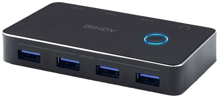 Produktbild: LINDY 4+2 Port USB 3.2 Gen 1-Umschalter (USB 3.0) Schwarz