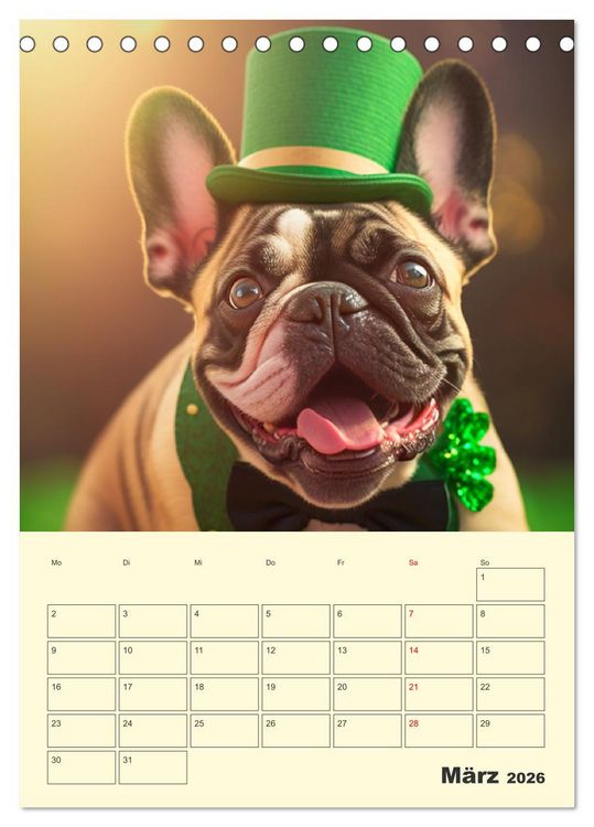 Produktbild: Lustige Flederm&auml;use. Franz&ouml;sische Bulldoggen bei der Freizeitgestaltung (Tischkalender 2026 DIN A5 hoch), CALVENDO Monatskalender