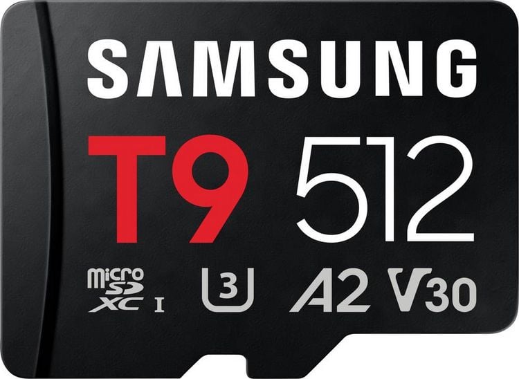 Produktbild: Samsung T9 microSDXC-Karte Retail 512 GB UHS-I U3, A2 Application Performance Class, Class 10, v30 Video Speed Class