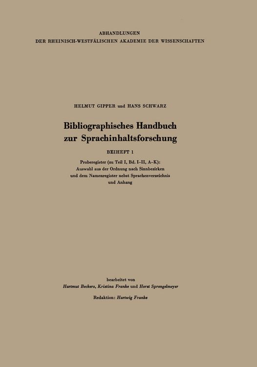 Produktbild: Bibliographisches Handbuch zur Sprachinhaltsforschung