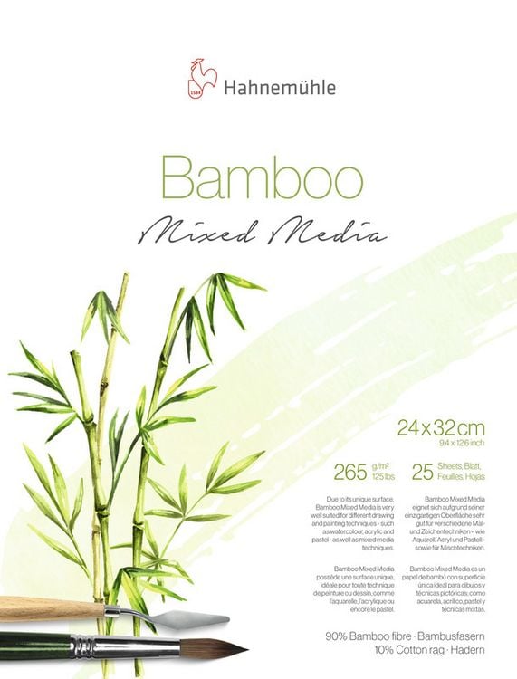 Produktbild: Hahnem&uuml;hle Papier Bamboo Mixed Media, 24 x 32 cm, 265 g/m&sup2;