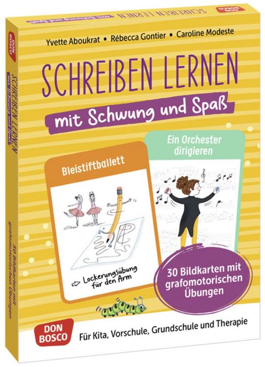Produktbild: Schreiben lernen mit Schwung und Spa&szlig;. 30 Bildkarten mit grafomotorischen &Uuml;bungen