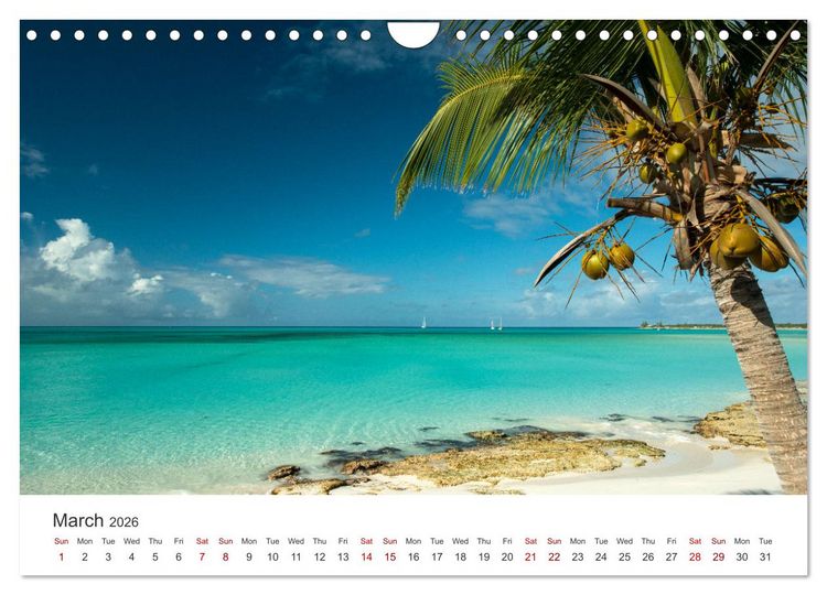 Produktbild: Caribbean beaches and the shades of blue (Wall Calendar 2026 DIN A4 landscape), CALVENDO 12 Month Wall Calendar