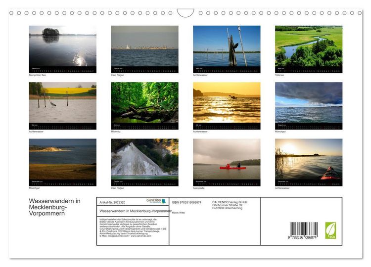 Produktbild: Wasserwandern in Mecklenburg-Vorpommern (Wandkalender 2026 DIN A3 quer), CALVENDO Monatskalender