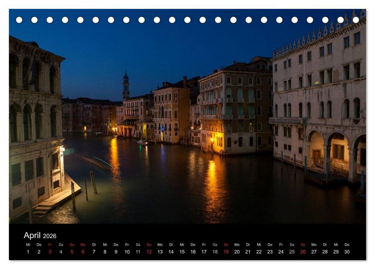 Produktbild: Venedig bei Nacht (Tischkalender 2026 DIN A5 quer), CALVENDO Monatskalender