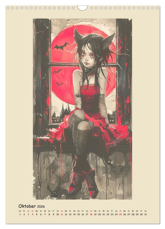Produktbild: Gothic Punk Girls im k&uuml;nstlerischen Manga-Stil (Wandkalender 2026 DIN A3 hoch), CALVENDO Monatskalender