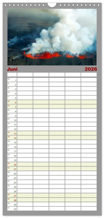 Produktbild: Familienplaner 2026 - Vulkane - Beeindruckende Feuerberge mit 5 Spalten (Wandkalender, 21 x 45 cm) CALVENDO