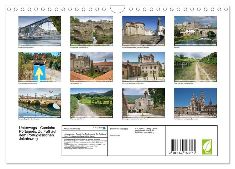 Produktbild: Unterwegs - Caminho Portugu&ecirc;s. Zu Fu&szlig; auf dem Portugiesischen Jakobsweg (Wandkalender 2027 DIN A4 quer), CALVENDO Monatskalender