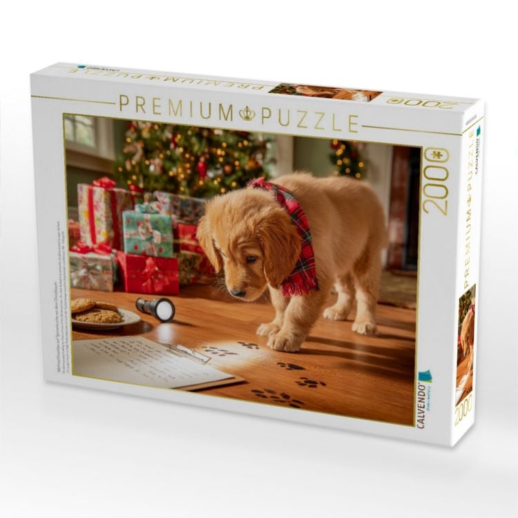 Produktbild: CALVENDO Puzzle Weihnachtswelpe auf Spurensuche vor dem Christbaum | 2000 Teile Lege-Gr&ouml;&szlig;e 90x67cm Foto-Puzzle f&uuml;r gl&uuml;ckliche Stunden