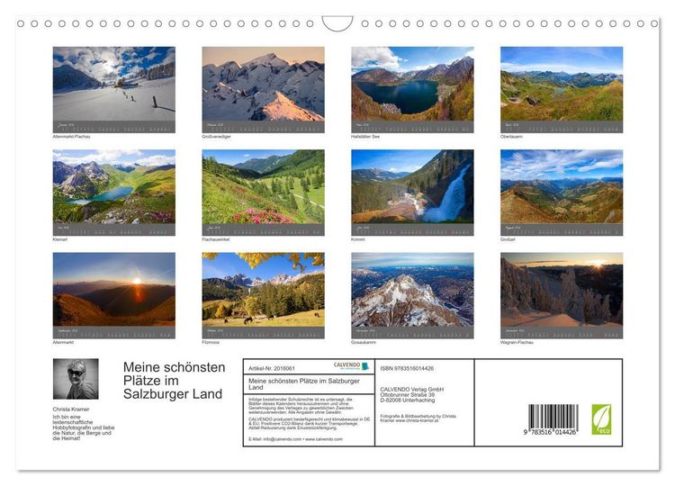 Produktbild: Meine sch&ouml;nsten Pl&auml;tze im Salzburger Land (Wandkalender 2026 DIN A3 quer), CALVENDO Monatskalender