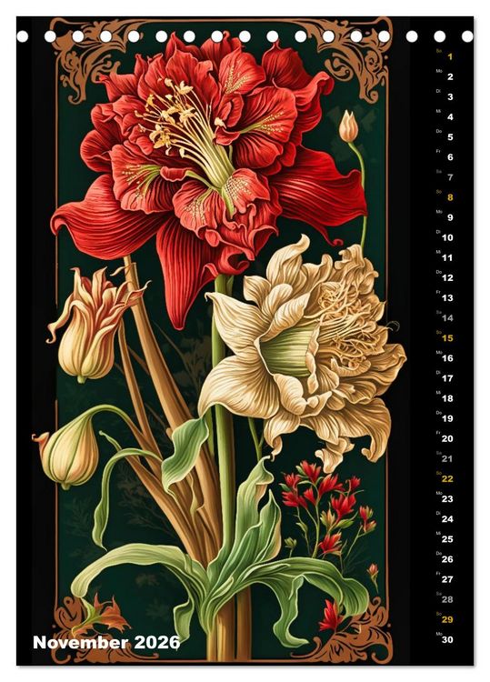Produktbild: Jugendstil Blumen (Tischkalender 2026 DIN A5 hoch), CALVENDO Monatskalender
