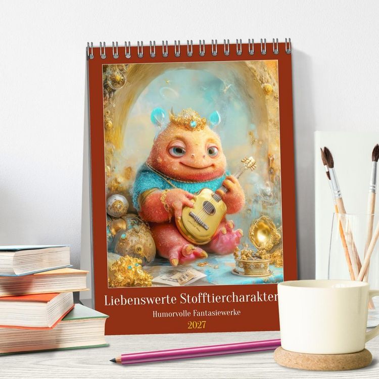 Produktbild: Liebenswerte Stofftiercharaktere - Humorvolle Fantasiewerke (Tischkalender 2027 DIN A5 hoch), CALVENDO Monatskalender