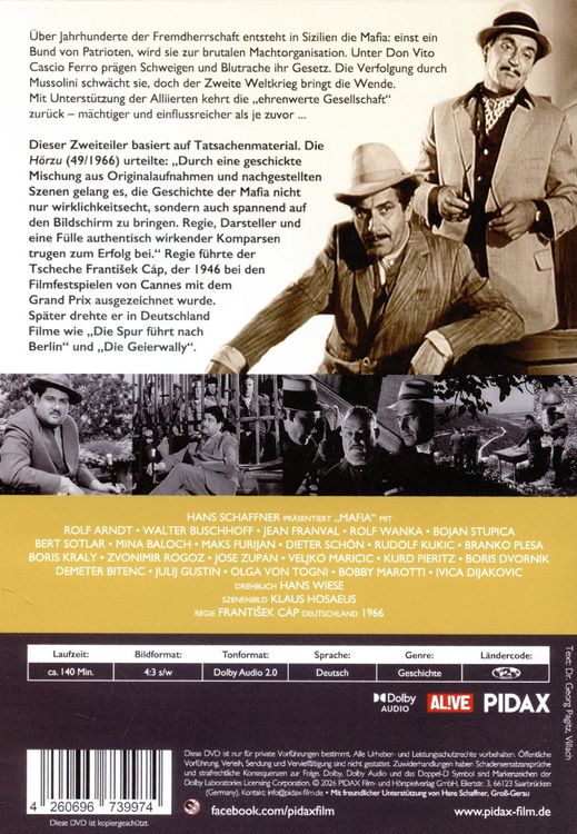 Produktbild: Mafia - Die ehrenwerte Gesellschaft / Spannender Zweiteiler &uuml;ber die Geschichte der Mafia (Pidax Historien-Klassiker)