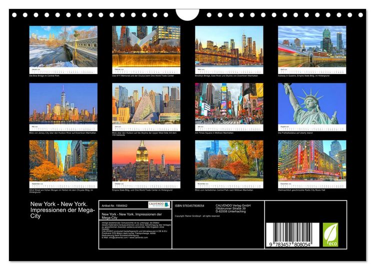 Produktbild: New York - New York. Impressionen der Mega-City (Wandkalender 2026 DIN A4 quer), CALVENDO Monatskalender