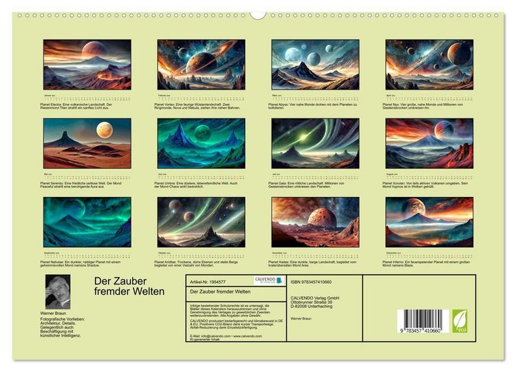 Produktbild: Der Zauber fremder Welten (hochwertiger Premium Wandkalender 2026 DIN A2 quer), Kunstdruck in Hochglanz