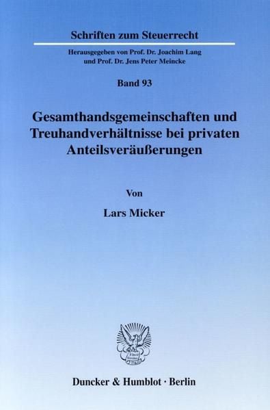 Produktbild: Gesamthandsgemeinschaften und Treuhandverh&auml;ltnisse bei privaten Anteilsver&auml;u&szlig;erungen.