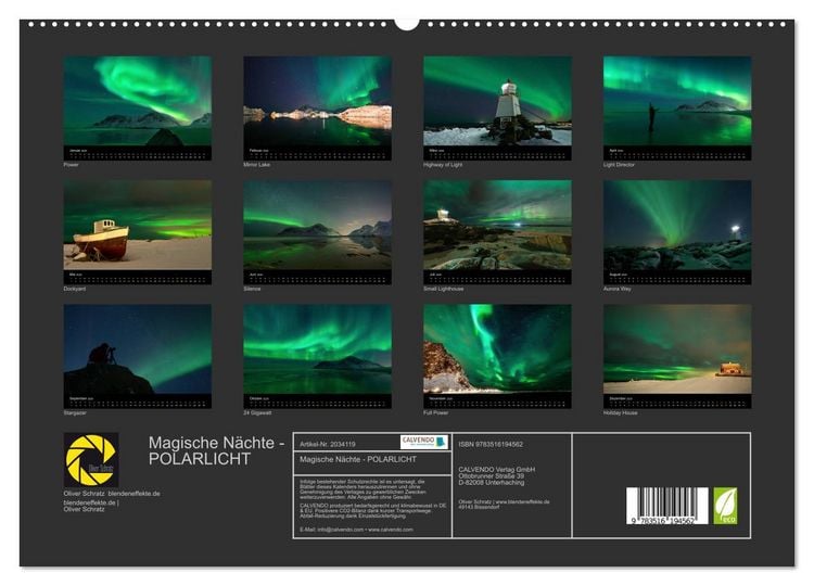 Produktbild: Magische N&auml;chte - POLARLICHT (hochwertiger Premium Wandkalender 2026 DIN A2 quer), Kunstdruck in Hochglanz