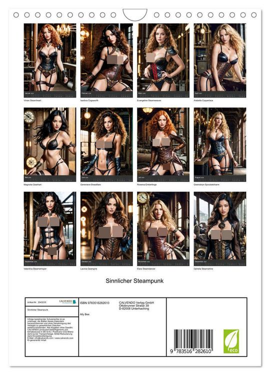 Produktbild: Sinnlicher Steampunk (Wandkalender 2026 DIN A4 hoch), CALVENDO Monatskalender
