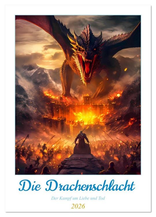 Produktbild: Die Drachenschlacht (Wandkalender 2026 DIN A2 hoch), CALVENDO Monatskalender