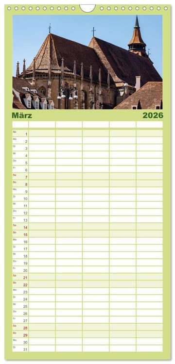 Produktbild: Familienplaner 2026 - Mittelalterliche St&auml;dte Rum&auml;niens mit 5 Spalten (Wandkalender, 21 x 45 cm) CALVENDO