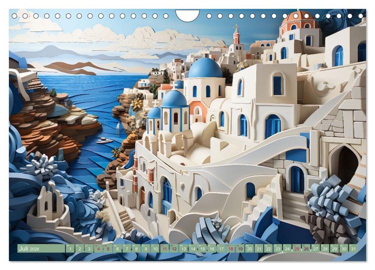 Produktbild: Papierschicktkunst - farbenfohe St&auml;dte (Wandkalender 2026 DIN A4 quer), CALVENDO Monatskalender