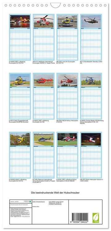 Produktbild: Familienplaner 2027 - Die beeindruckende Welt der Hubschrauber mit 5 Spalten (Wandkalender, 21 x 45 cm) CALVENDO