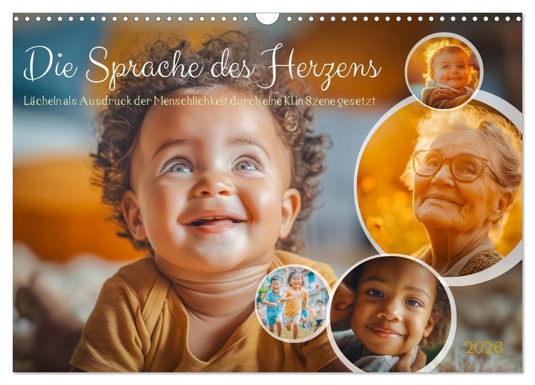 Produktbild: Die Sprache des Herzens - L&auml;cheln als Ausdruck der Menschlichkeit durch eine KI in Szene gesetzt (Wandkalender 2026 DIN A3 quer), CALVENDO Monatskalender