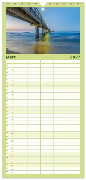 Produktbild: Familienplaner 2027 - Usedom - Deutscher Inseltraum mit 5 Spalten (Wandkalender, 21 x 45 cm) CALVENDO